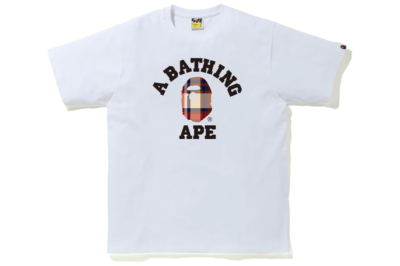 BAPE Bape Check College Tee White/Red