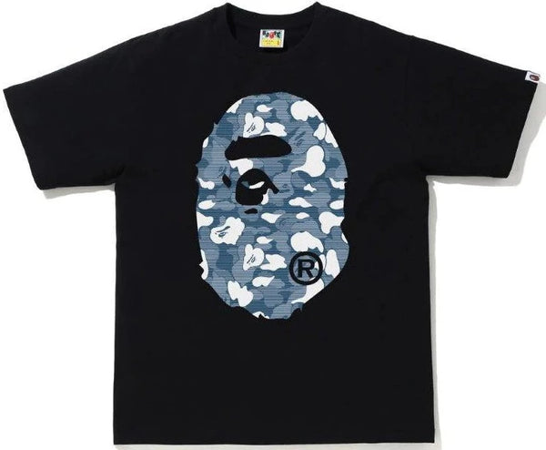 BAPE Stripe ABC Camo Big Ape Head Tee "Black/Navy"