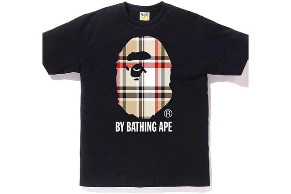 BAPE A Bathing Ape Check by Bathing Tee Black/Beige